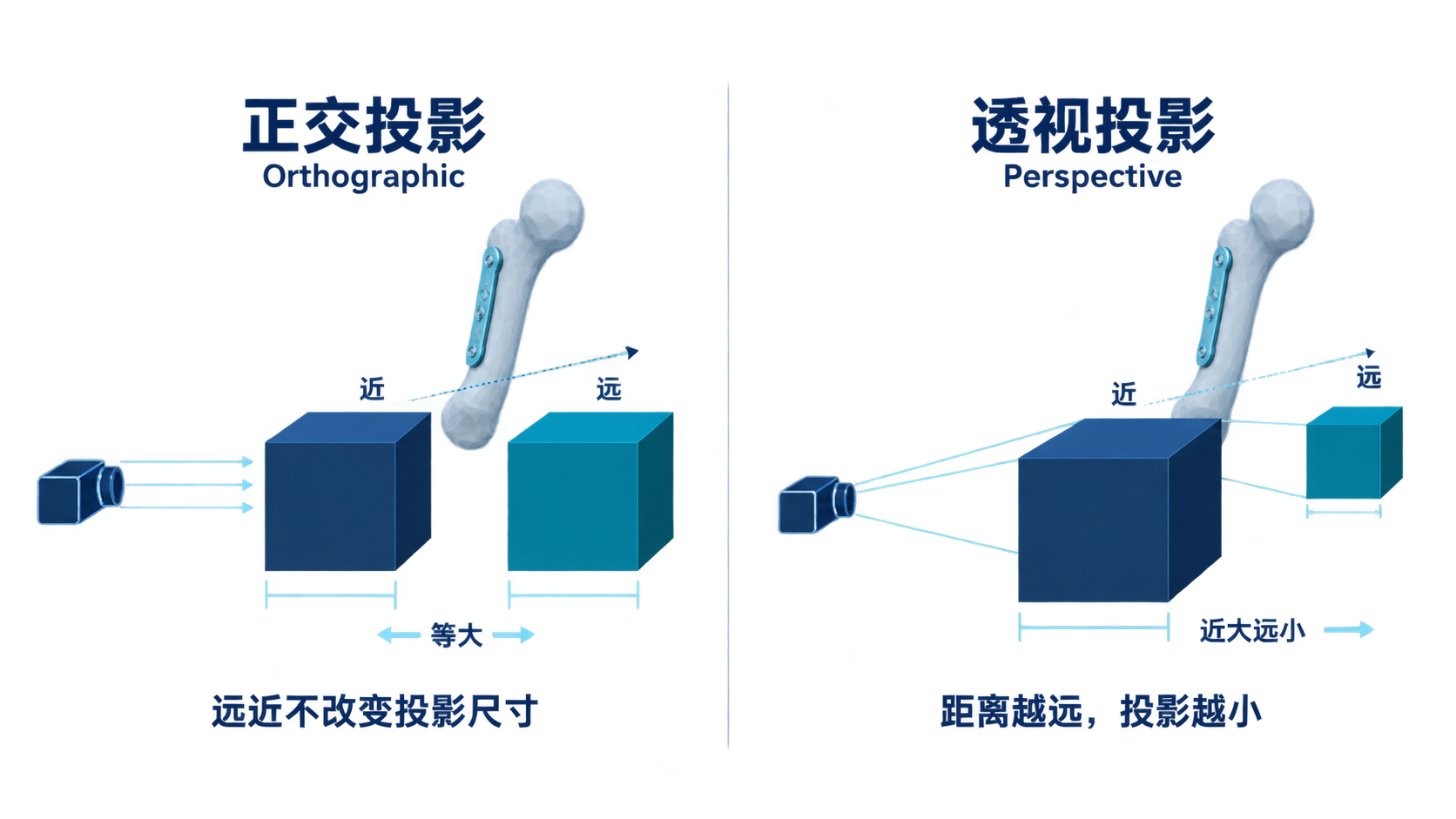 固定视角的正交与透视对照